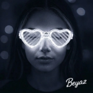 Beyaz LED Işıklı Kalp Gözlük – 3 Modlu