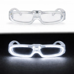 Beyaz LED Işıklı Parti Gözlüğü - 3 Modlu