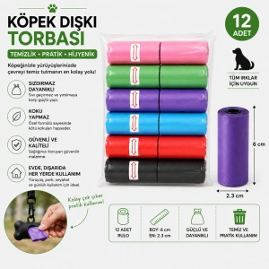 Evcil Hayvan Atık Toplama Poşeti Seti 12li Rulo – Köpek Dışkı Toplama Torbası