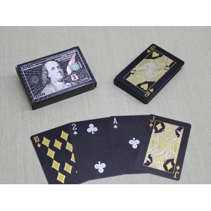 Gümüş Dolar Tasarımlı Siyah İskambil Oyun Kartı