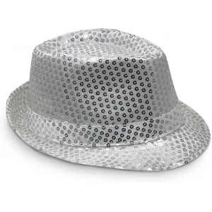 Gümüş Payetli Fötr Şapka Yetişkin Boy