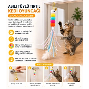 Kapıya Asılabilen Kedi Oyuncağı – Yapışkanlı İnteraktif Kedi Zıplama Oyuncağı