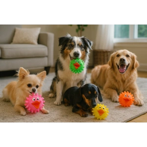 Köpekler İçin Renkli Ördek Figürlü Dikenli Top