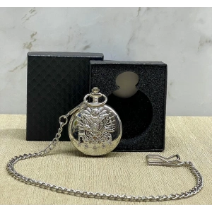 Özel Kutulu Osmanlı Devlet Arması Gümüş Köstekli Saat