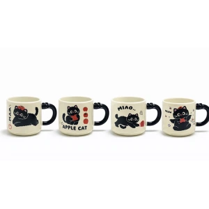 Özel Tasarım Kedi Figürlü 3D Kulp Detaylı Seramik Kupa Bardak