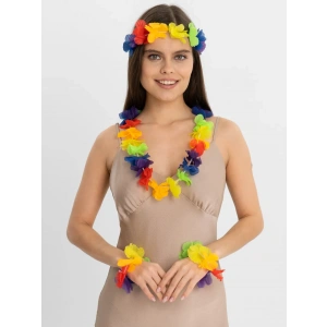 Rengarenk Hawaii Kolye Taç Bileklik Seti - 4 Parça