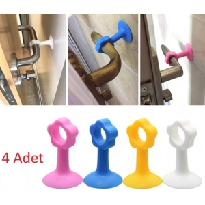 Renkli Vantuzlu Geçmeli Kapı Kolu Stoper 4lü Set
