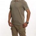 Attack Taktik Pike Tişört  50-50 Pamuk-Polyester Kısa Kol Fermuarlı / Polo Yakalı çöl