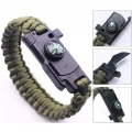 Paracord Bileklik Pusula, Bıçak, Düdük, Çakmak Taşı 22cm