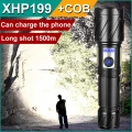 UZUN Menzil Tüfek Feneri LEd Zoomlu Şarjlı Büyük BOY 1500 METRE,Süper XHP199 En Güçlü LED El Feneri XHP90 Yüksek Güç Torch Işığı Şarj Edilebilir Taktik El Feneri 18650 USB Kamp
