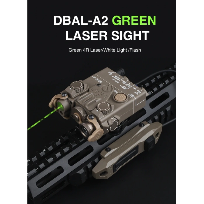 DBAL - PLASTİK KASA DBAL-A2 Light Laser Aiming Green IR PEQ Torch Strobe Light Yeşil LAZER Airsoft
