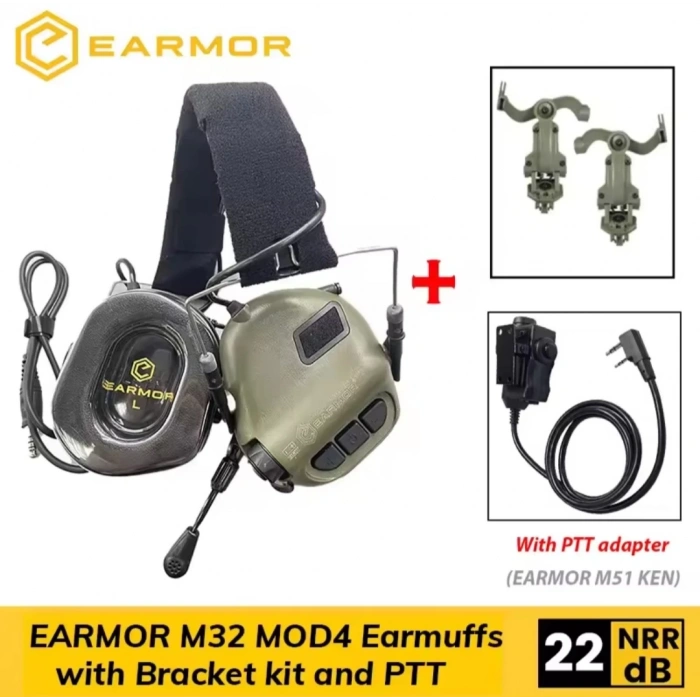 Earmor M32 MOD4 MIKROFONLU Aktif Koruma Atış Kulaklığı +Ptt