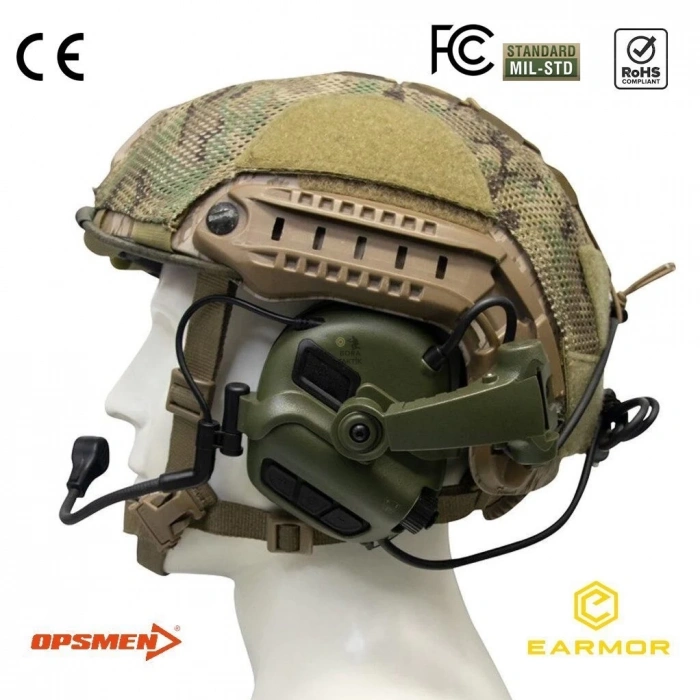 Earmor M32X Mark3 MOD4 Milpro Mikrofonlu İşitme Koruyucu Arka Ray Uyumlu Kulaklık - Yeşil