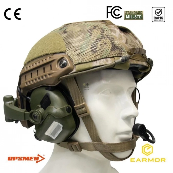 Earmor M32X Mark3 MOD4 Milpro Mikrofonlu İşitme Koruyucu Arka Ray Uyumlu Kulaklık - Yeşil