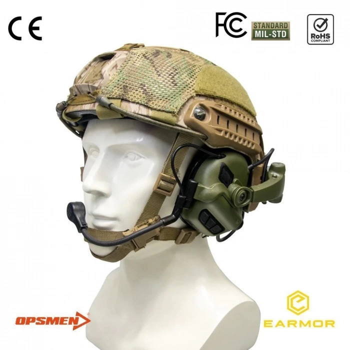 Earmor M32X Mark3 MOD4 Milpro Mikrofonlu İşitme Koruyucu Arka Ray Uyumlu Kulaklık - Yeşil