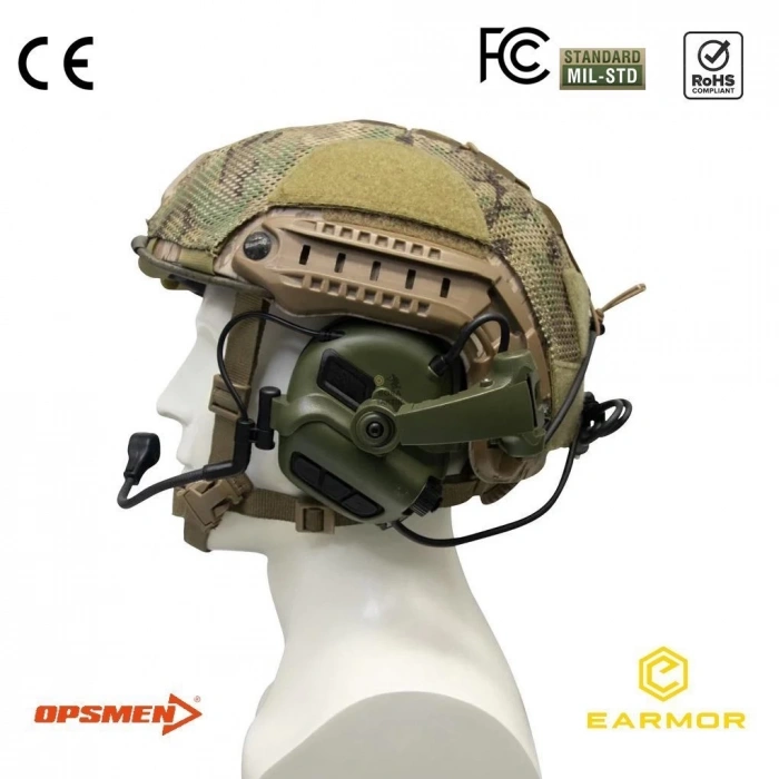 Earmor M32X Mark3 MOD4 Milpro Mikrofonlu İşitme Koruyucu Arka Ray Uyumlu Kulaklık - Yeşil