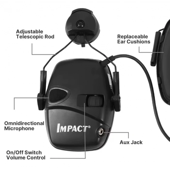 Howard Leight by Honeywell Impact Sport Sound ORJİNAL (Kask için Elektronik Atış Kulaklığı),İmpact Elektronik Atış Kulaklığı, Gürültü Kulaklığı