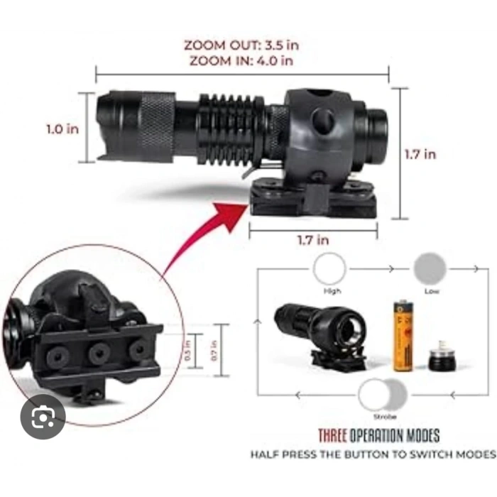 Kask için Yanraylara Fener Takma Aparatı 22mm. EFELER BALİSTİK