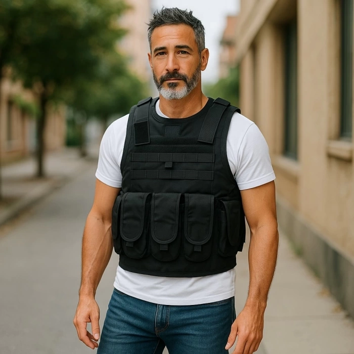 KURŞUN Geçirmez Özel Güvenlik Yeleği Siyah Uzun Namlu Seviye 3 Şarjörlüklü ,Ballistic vest level 3 Model4