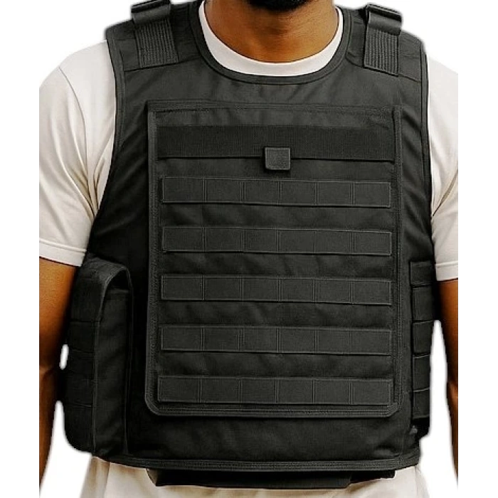 KURŞUN Geçirmez Özel Güvenlik Yeleği Siyah Uzun Namlu Seviye 3 Şarjörlüklü ,Ballistic vest level 3 Model4