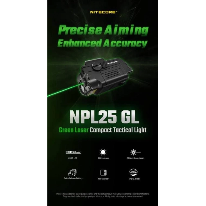 Nitecore NPL25 GL Yeşil Lazerli Tabanca Feneri