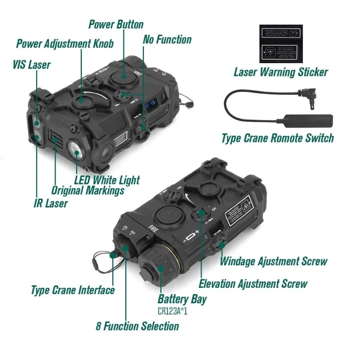OGL EOTECH REPLİKA METAL LAZER+ FENER KABLOLU ŞARJLI PİLLİ,Metal CNCden Yapılmış Airsoft Lazer Pointer İçin Taktik OGL Lazer Sight