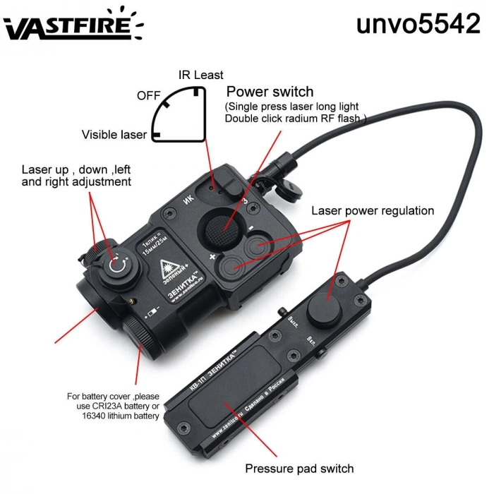 PERST-4 Metal Yeşil Lazer Kablolu Airsoft Combined Device (Green Laser & IR Function) - Black