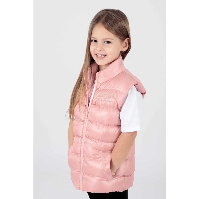Şişme Fermuarlı Kolsuz Çelik Yelek Pembe 3a Seviye, Çocuk Şişme Kolsuz Yelek