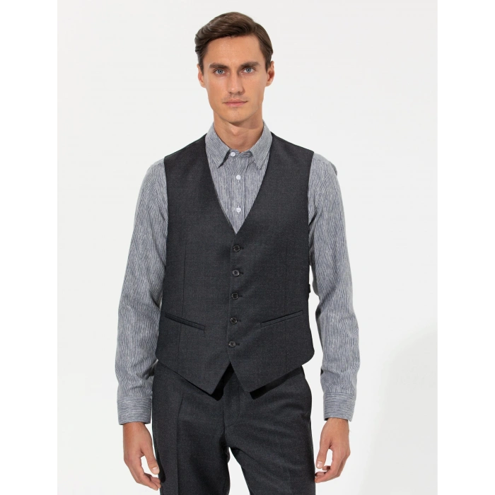 Takım Elbise için Çelik Yelek Siyah 3a Seviye Slim Fit Yelek