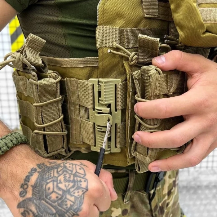 Tan Desert  QR Hücum Yeleği Kurtulmalı Quick Release HK33 Mpt76 MPT55 Ak47 (Plakalıklı)