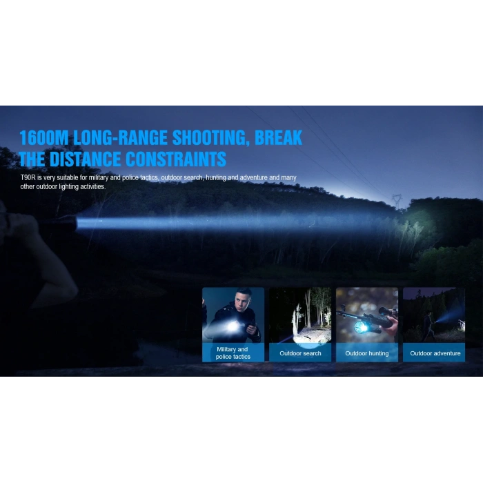 TrustFire 4800 Lümen Tüfek Feneri,prosefyonel Avcı El feneri kiti LED yüksek güçlü,T90R ,Şarj edilebilir taktik el feneri, uzun menzilli 1600 metre, süper parlak, su geçirmez, avcılık ve kurtarma için [Enerji Sınıfı A+++]