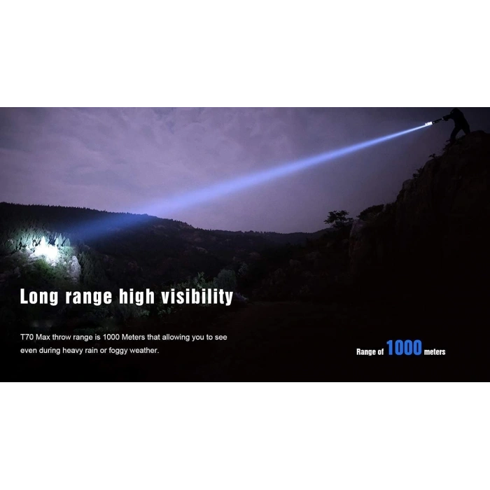 TrustFire T70 LED Tüfek Feneri Mıknatıslı Namluya Tutunabilir, 2300 lümen, 1000 m menzil, 2 x 18650 3400 mAh pil, 1 x TR-016 pil şarj cihazı, 1 x GM03 mıknatıslı tutucu ve 1 x kit-3 dahilinde uzaktan kumanda