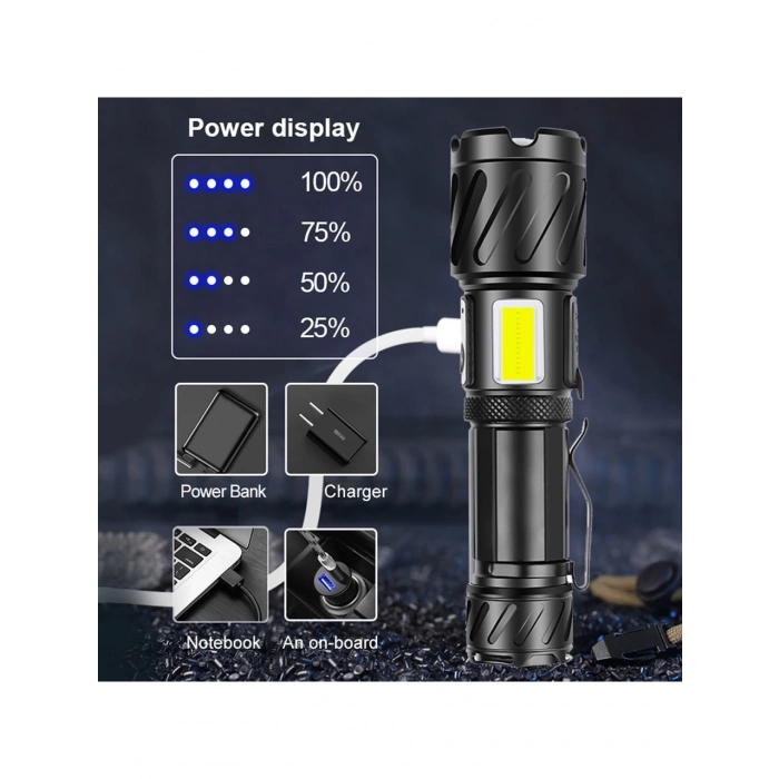 UZUN Menzil Tüfek Feneri LEd Zoomlu Şarjlı Büyük BOY 1500 METRE,Süper XHP199 En Güçlü LED El Feneri XHP90 Yüksek Güç Torch Işığı Şarj Edilebilir Taktik El Feneri 18650 USB Kamp