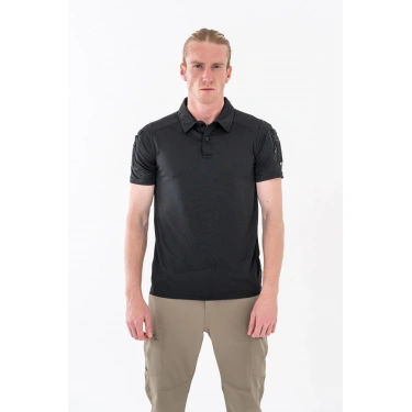 Combat Taktik Pike Tişört Kısa Kol / Polo Yaka Siyah Polyester