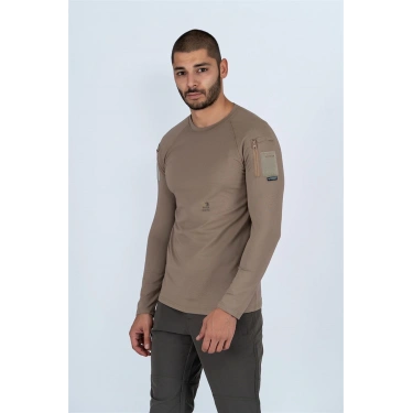 Combat Taktik Pike Tişört Uzun Kol / Bisiklet Yaka SİYAH HAKİ ÇÖL RENKLER