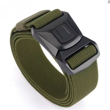 Düğmeli Çelik Tokalı Haki Taktik Kemer İthal 38mm Genişlik