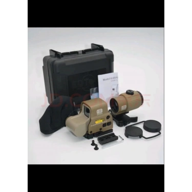 Eotech Markingli 558 Beyaz Camlı Reddot ve G43 4x Magnifier Airsoft Holografig Nişangah Tan Renk