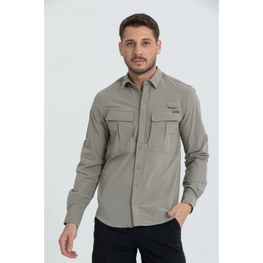 Likralı TAKTİK KORUMA GÖMLEĞİ Bej Olimpos kumaş Outdoor Gömlek