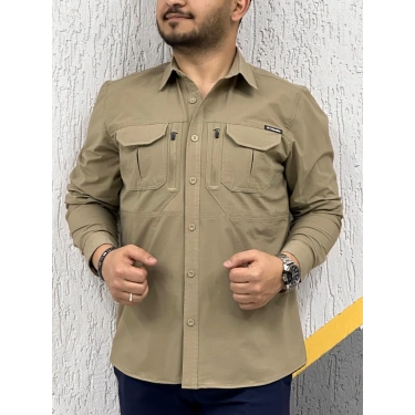 Likralı TAKTİK KORUMA GÖMLEĞİ Outdoor Taktik Gömlek Çöl Rengi
