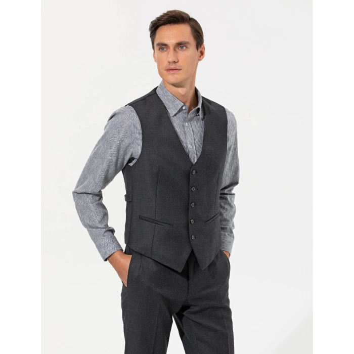 Takım Elbise için Çelik Yelek Siyah 3a Seviye Slim Fit Yelek
