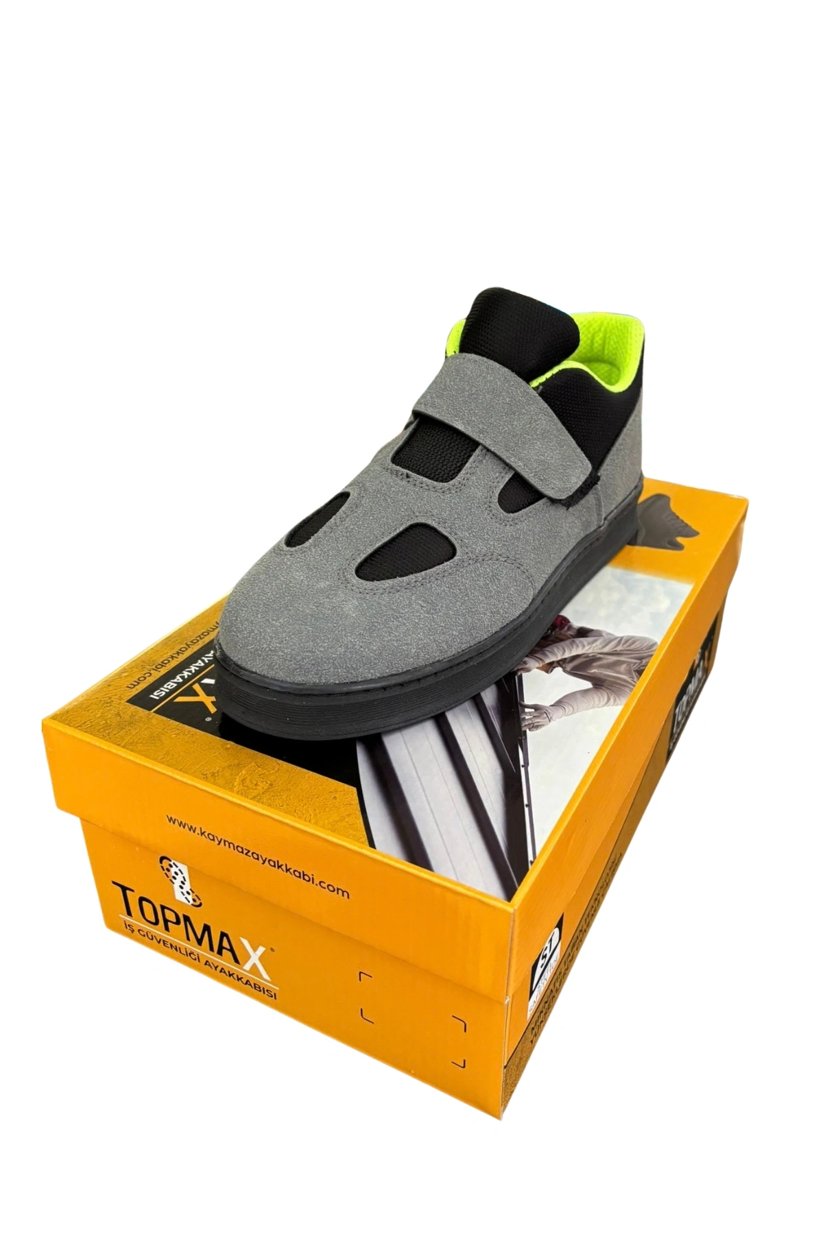 Kaynak Çapaklarına Dayanıklı, Mıknatıslı Kaymaz İş Ayakkabısı - Yeşil-Gri