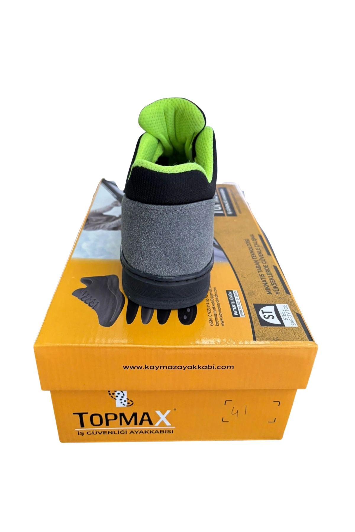 Kaynak Çapaklarına Dayanıklı, Mıknatıslı Kaymaz İş Ayakkabısı - Yeşil-Gri