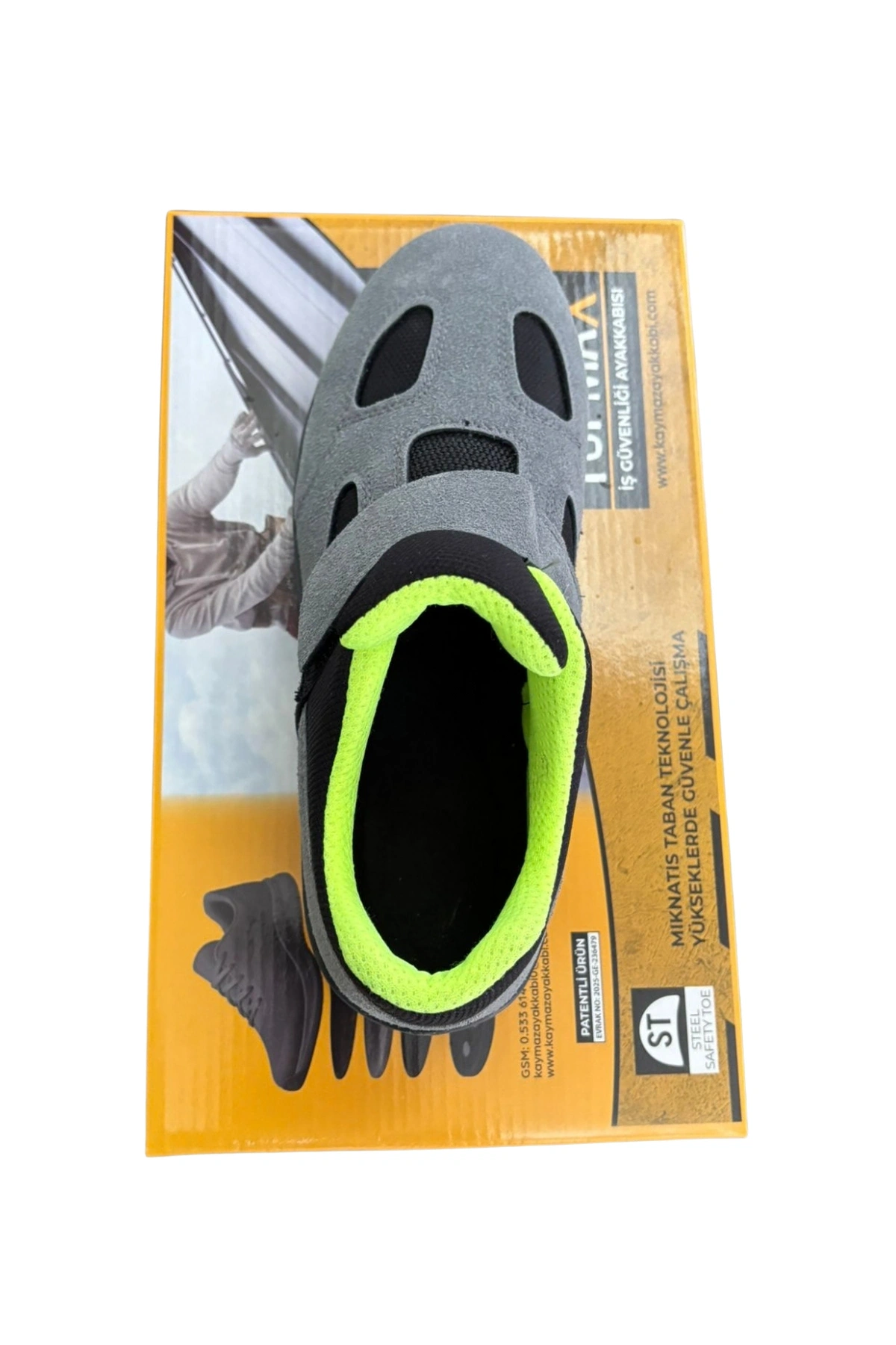 Kaynak Çapaklarına Dayanıklı, Mıknatıslı Kaymaz İş Ayakkabısı - Yeşil-Gri