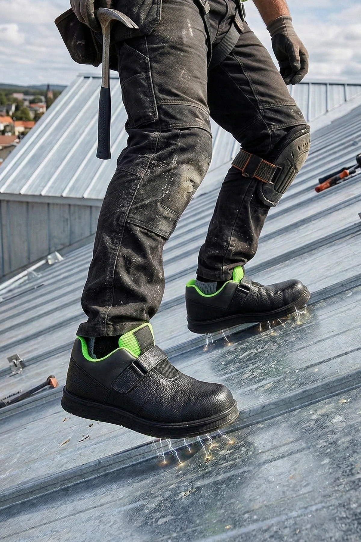 Composite Toe, Magnetic Non-Slip Work Shoe - Green-Black