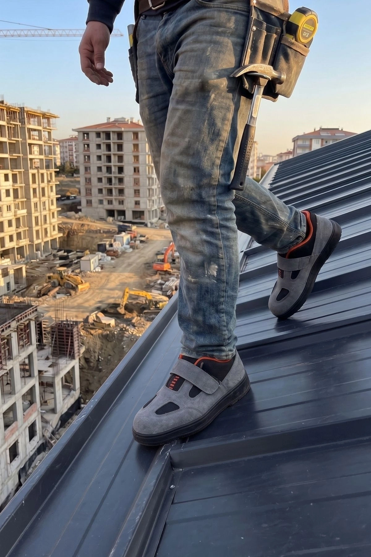 Durable, Magnetic Non-Slip Work Shoes for Welding Sparks - Orange-Gray