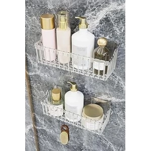 ATA HOME Banyor Yapışkanlı Banyo Rafı, 2li Banyo Düzenleyici Organizer Banyo Duş Rafı Şampuanlık, Plstik