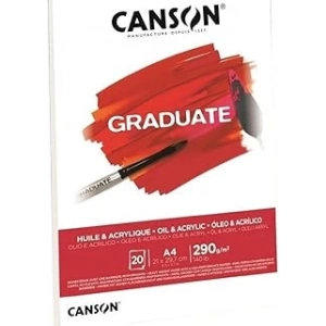 CANSON Graduate - C400110379 yağlı ve akrilik kağıt bloğu, DIN A5, 20 yaprak, 290 g/m²