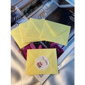 casalinghi Sarı Renk Sevimli Küçük Mesaj Zarfı Davetiye Zarfları Tebrik Kartı Zarfı Colourful Yellow Envelope 7x9 Cm - 10 Adet