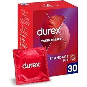 Durex Yakın Hisset İnce Prezervatif 30lu, Standart Fit