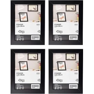 Ikea Fiskbo resim çerçevesi, 13 x 18 cm, siyah, 4 adet